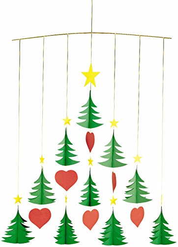 Flensted Mobiles Christmas Tree 10 Hanging Mobile - 20 Inches Cardboard