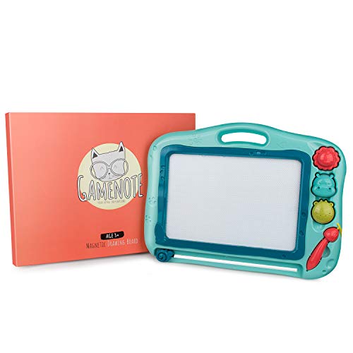 Gamenote Magnetic Drawing Board for Kids 12×16 inch - Doodle Board for Toddlers Comes with Adorable 3 Stamps, Magnet Pen, Gifts for Toddlers Kids Colorful Erasable Magnet Writing Sketching Pad（Blue） - Thumbnail 6
