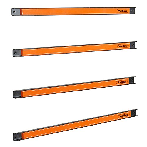 VonHaus 4 x 16" Piece Magnetic Tool Holder Organizer Racks Ideal for Garage and Workshops (Mounting Screws Included)
