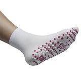 Self Heating Therapy Magnetic Socks Tourmaline Magnetic Unisex winter warm socks for massage Skiing (White)
