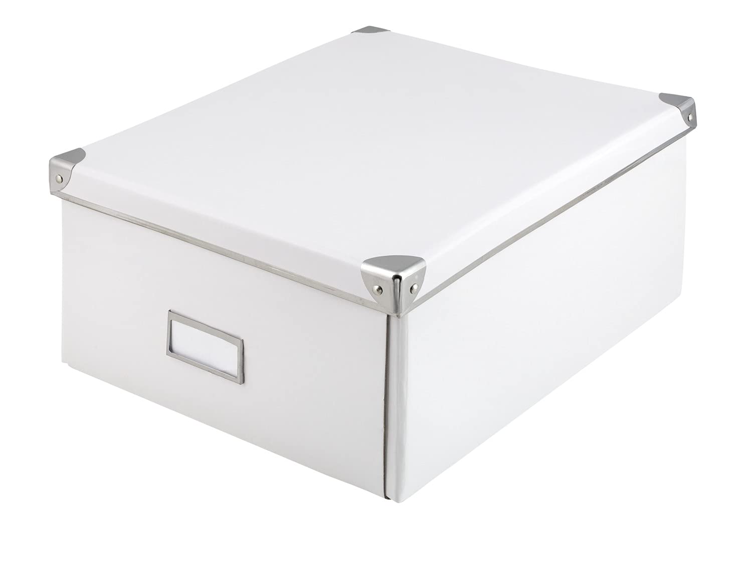 Idena storage box made of solid cardboard, lid reinforced with metal, including labelling field, approx. 36 x 28 x 17 cm