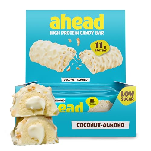 ahead Protein Riegel | Coconut Almond | 14x 45g Extra softer Protein Riegel mit cremigem Kern | Low Carb Eiweißriegel ohne Zuckerzusatz & ohne Palmöl thumbnail 1