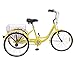 MOPHOTO Adult Tricycle Trike Cruiser Bike Three-Wheeled Bicycle w/Large Basket and Maintenance Tools, Men’s Women’s Cruiser Bicycles, 24 Inch Wheel Size Bike Trike (Yellow, 1-Speed)thumb 2