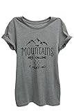 Mountains Are Calling Womens Relaxed T-Shirt Tee Heather Grey