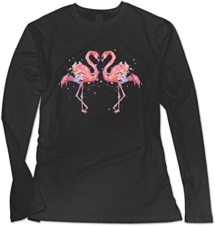 Pipiku Watercolor Flamingos Women's Long Sleeve T-Shirt L Black