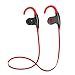 Bluetooth Headphones, Water-proof Wireless 4.1 Noise Cancelling Stereo Earphones, Secure Fit for Sports with Built-in Mic (Red) (Red)
