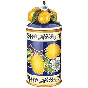Blue Sky Ceramic Lemon Canister, Large, Multicolor