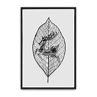 Framed Canvas Wall Art Black Leaves Canvas Prints Home Artwork Decoration for Living Room,Bedroom - 16x24 inches