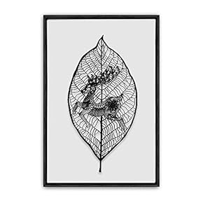 Framed Canvas Wall Art Black Leaves Canvas Prints Home Artwork Decoration for Living Room,Bedroom - 16x24 inches