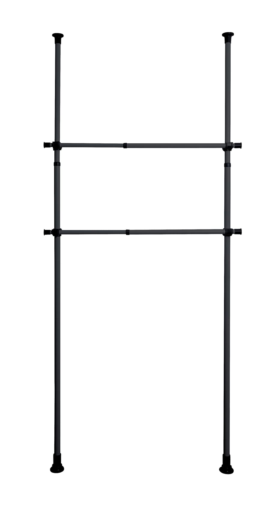 WENKO Herkules clothes rail set of 2, to extend the matching telescopic system made of metal for walk-in wardrobes or as a coat rack, incl. plastic brackets, extendable up to 120 cm, black