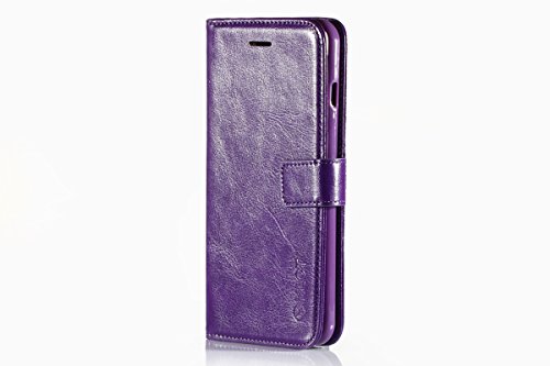 iPhone 8 Plus Case, iPhone 7 Plus Case, HLCT PU Leather Wallet Case, With Soft TPU Protective Bumper, Built-In Stand Kickstand, Cash And Card Pockets (Purple)