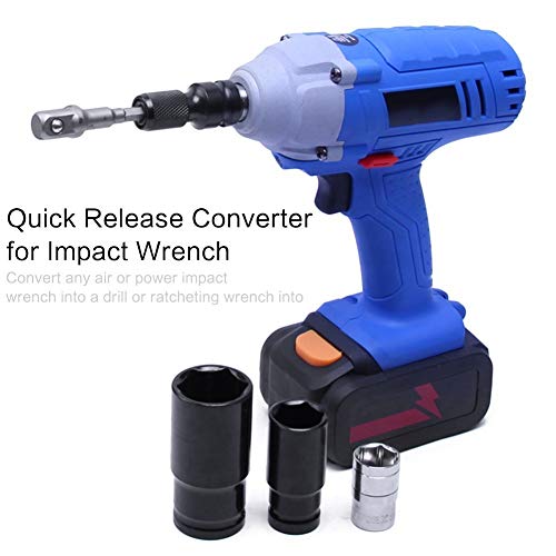 Maslin 1Pc 1/4" Hex Shank Drill Chuck Conversion Kit Converter Impact Driver 1/2" Square Quick Change Adapter Converts Air Power Wrench