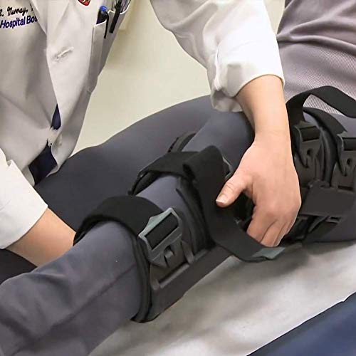 Hinged ROM Knee Brace, Adjustable Post OP Patella Brace Support Stabilizer Pad Orthosis Splint Wrap Medical Orthopedic Guard Protector (No Straps)