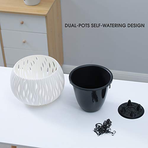 seishin White Hanging planters Indoor Plants Drainage Hanging Baskets