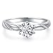 Stunning Flame Solitaire Engagement Ring Cubic Zirconia CZ in White Gold Plated Sterling Silver for Women | Excellent Cut, D Color, FL Clarity & Exquisite Polish