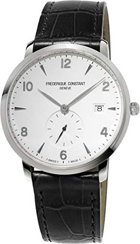 Frederique Constant Men's 'Slimline' Swiss Quartz Stainless Steel and Leather Dress Watch, Color:Black (Model: FC-245SA5S6)