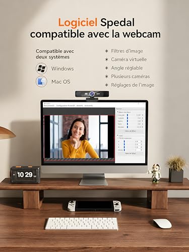 Spedal 4K Webcam - Ultra HD 8MP with 4x Digital Zoom, 120° Wide Angle, Noise Reduction Microphones, Remote Control & Tripod, Plug & Play (USB-A/C) for Zoom, Skype, Teams and Streaming