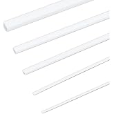 OLYCRAFT 58pcs 5 Sizes ABS Plastic Square Rod 11.8 Inch White Plastic Rods 0.5/1/1.5/2/3mm Diameter Square Bar Rods Styrene Tube for DIY Sand Table Architectural Model Making