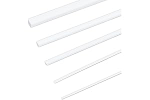 OLYCRAFT 58pcs 5 Sizes ABS Plastic Square Rod 11.8 Inch White Plastic Rods 0.5/1/1.5/2/3mm Diameter Square Bar Rods Styrene Tube for DIY Sand Table Architectural Model Making