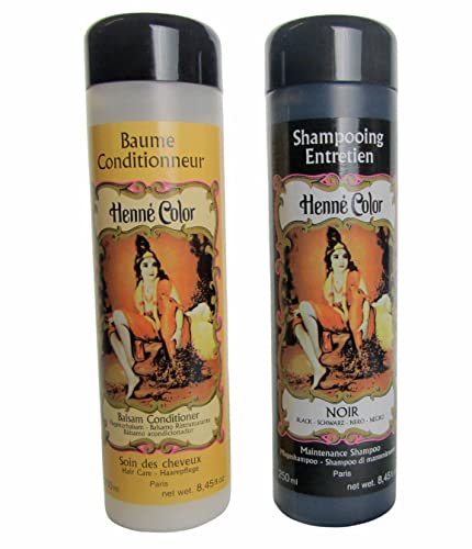Henna Hair Black Colour SHAMPOO + Balsam CONDITIONER 250ml each Henne Hair Care Color Maintenance