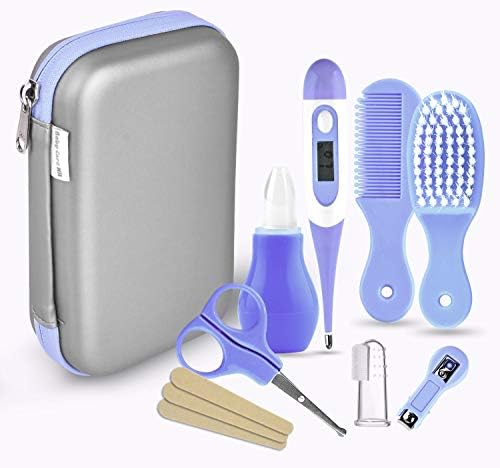 Baby First Aid Kit Baby Naspirator Baby Nail Clipper Baby Electronic Thermometer Comb 8 Accessories Baby Healthcare Kit for Infants Newborns Kids All Products Essential to Baby Care with Soft Shell
