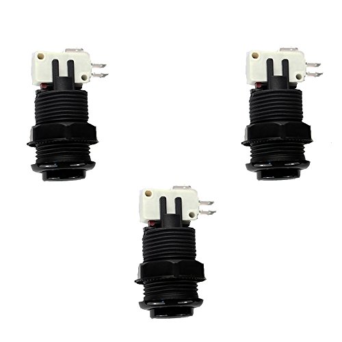 Set of 3 Black Arcade Push Button With Horizontal Microswitch