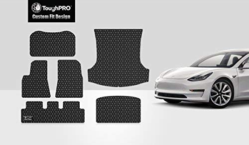 ToughPRO Tesla Model 3 Floor Mats Set - Frunk Mat - Trunk Mat- Storage Mat - All Weather - Heavy Duty - Black Rubber -(2017-2018-2019)