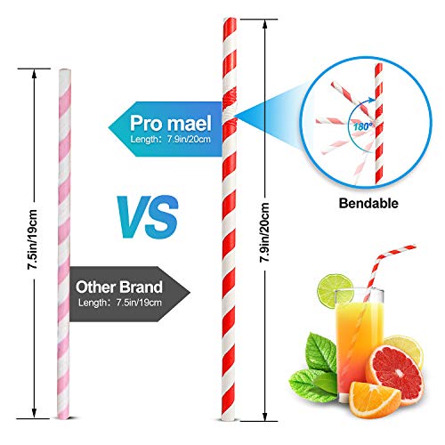 Papier-Trinkhalme, biologisch abbaubar, flexibel, gestreift, für Säfte, Shakes, Smoothies, Einweg-Strohhalme für… – Bild 4