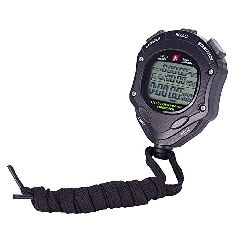 Backlight 1/1000 Seconds Accuracy Procoach Sports Stopwatch Alarm Clock with Double Separate Memory Timer