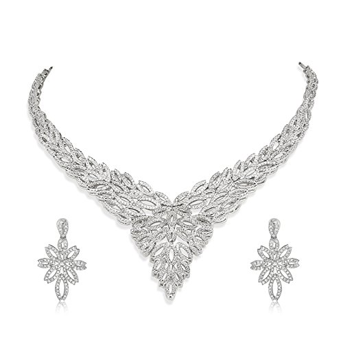 Silver Brass Gleaming Meshed Necklace Set for Women