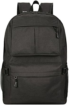 INSFIRE Unisex Casual Canvas Backpack with USB Charging Port 14 inch Teenage Waterproof Student Travel Rucksack School laptop Backpack (BLACK)