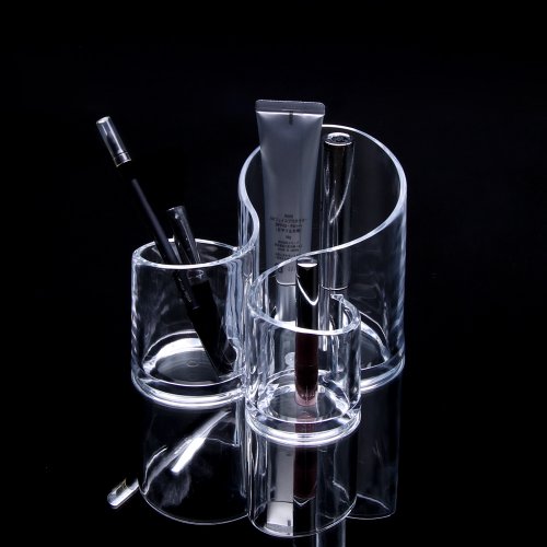 PartyWoo Top Quality Large Wavy Acrylic Makeup Brush and Cosmetic Holder, 1.4 Pound