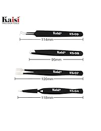 Juego de pinzas de precisión, Kaisi 14 piezas, juego de pinzas ESD, pinzas antiestáticas de acero inoxidable, pinzas curvadas para manualidades, joyas, electrónica, trabajo de laboratorio