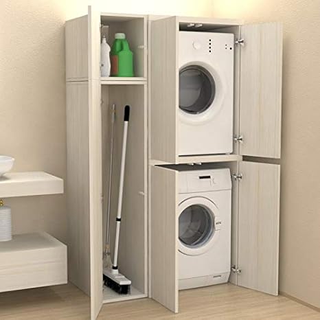 Colonne Lave Linge Seche Linge
 - Colonne Compartiment Accessoires Avec Portes Pour Machine A Laver Seche Linge En Bois Differentes Couleurs Egalement Sur Mesure Buanderie De Salle De Bain Blanc Meleze Amazon Fr Cuisine Maison