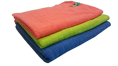 CatchTheWave Floor Washing & Drying Dish Cloths Microfiber Extra Large (2 + 1 Bonus) Squeegee Rag Mop Cleaning Hosehold Window Home Office Car Streak Free, LINT Free, HIGH Absorbent, High Performance