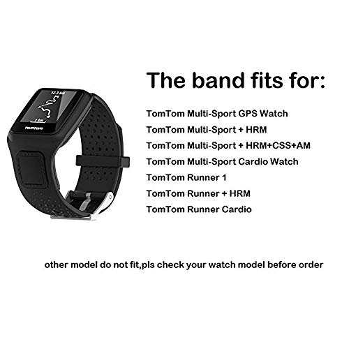 Sibode Replacement Bands for Tomtom Runner HRM + Multi-Sport GPS Multimeter and Runner Cardio Watch Tomtom Multi-Sport +CSS+AM Silicon WatchBand and More (Black) - Thumbnail 3