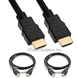 Cable Builders Short HDMI Cable [2-Pack], UHD Ultra High Speed HDMI 2.0 with Ethernet, 4K@30/50/60Hz, 1080P/2160P, 18GBps, 3D, Audio Return, Molded (6-INCH (2-Pack))