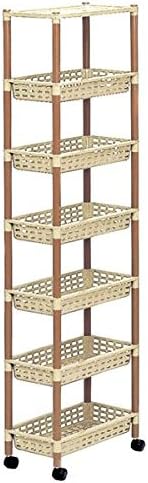 Amazon ロングラック キッチン収納 7段 アースベージュ 幅cm キャスター付き 隙間収納 キッチンラック オンライン通販