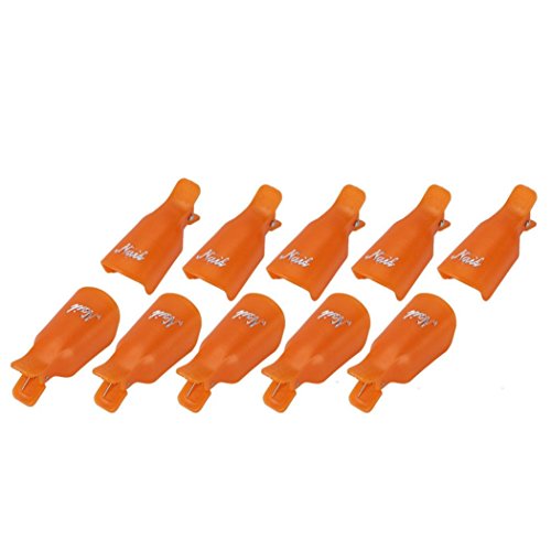 Plastic Nail Soak Off Cap Clip, UV Gel Polish Remover Wrap 10 Pcs (Orange)