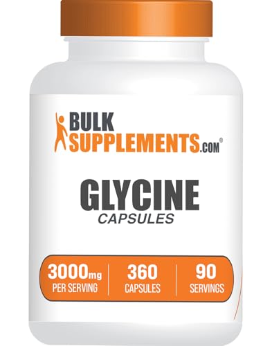 BulkSupplements.com Glycine Capsules - Glycine Supplements, Amino Acid Supplement - Gluten Free, 4 Capsules per Serving, 360 Count (Pack of 1)