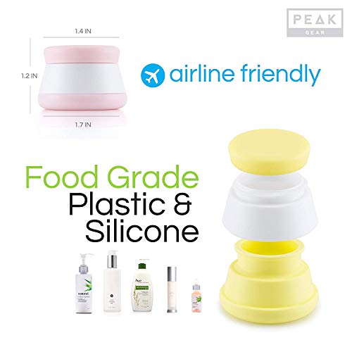 Travel Containers, Silicone Cosmetic Cream Jars - NEW DESIGN -Leak-proof, TSA Size for Toiletries (3-Jar Pack)
