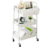 danpinera 3-Tier Rolling Cart, Metal Rolling