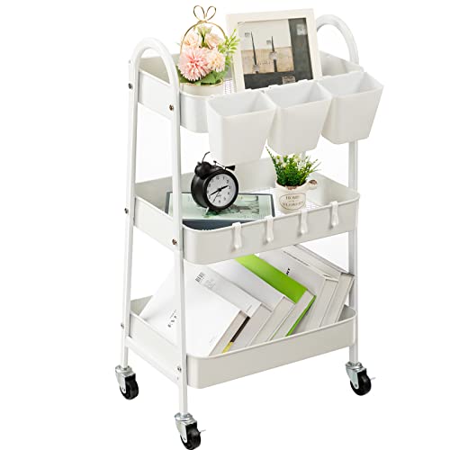 danpinera 3-Tier Rolling Cart, Metal Rolling
