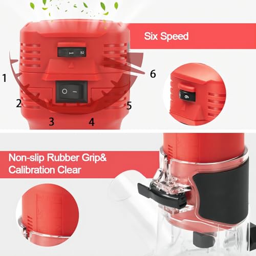TEENO Electric Hand Palm Router, Trimmer Laminate Wood Working Joiners Tool, Compact Router with Trimmer Base, 1/4(6.35mm)