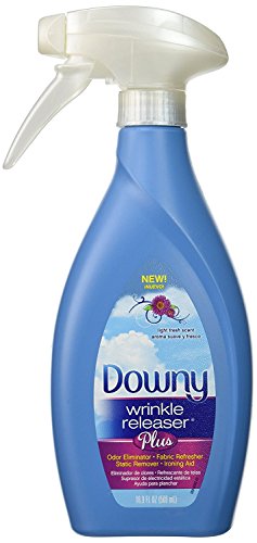 1 X Downy Wrinkle Releaser Plus, Light Fresh Scent, 16.9 Fl. Oz. New Trigger Spray Bottle, Wrinkle Remover + Static Remover + Ironing Aid, | Reusable Microfiber Value Pack 4 pieces