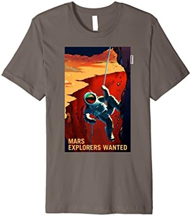 Men's Occupy Mars T-shirt Mars Red Planet Poster Explorers Wanted Medium Asphalt