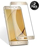 Galaxy S6 Edge Screen Protector,(2 Pack)Elebase 3D CurvedTempered Glass,Anti-Scratch,9H Hardness,Full Coverage,Anti-Bubble Clear Film for Samsung Galaxy S6 Edge(Gold)