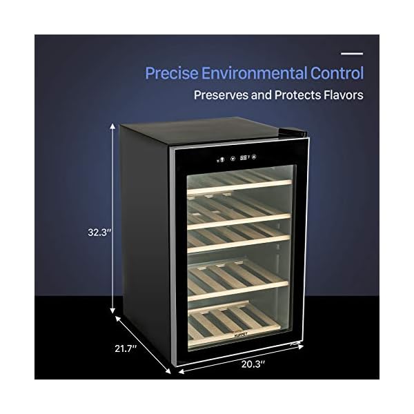 KUPPET-Compressor-36-Bottle-Wine-Cooler-Counter-Top-Wine-CellarChiller-Wine-Refrigerator-Single-Zone-with-Touch-Control-Quiet-Operation-Fridge-Wooden-shelf