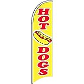 4 Less Co HOT DOGS - Windless Swooper Flag Feather Banner Sign 2.5x11.5 ft Tall (Flag Only) yb