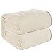 RISAR Flannel Luxury Throw Size Blanket Soft Warm Cozy Plush Throw Fuzzy Microplush Lightweight for Bed Sofa Couch 50 by 60 Inches,Ivory